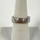 Platinum-Plated Sterling Silver Oval Cut CZ Solitaire Wide Band Ring Sz 7, 7.48g