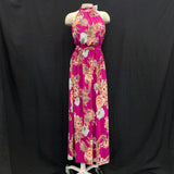 NWT Wmns INTERNATIONAL CONCEPTS Fuchsia Floral Long Sleeveless Maxi Dress Sz MP