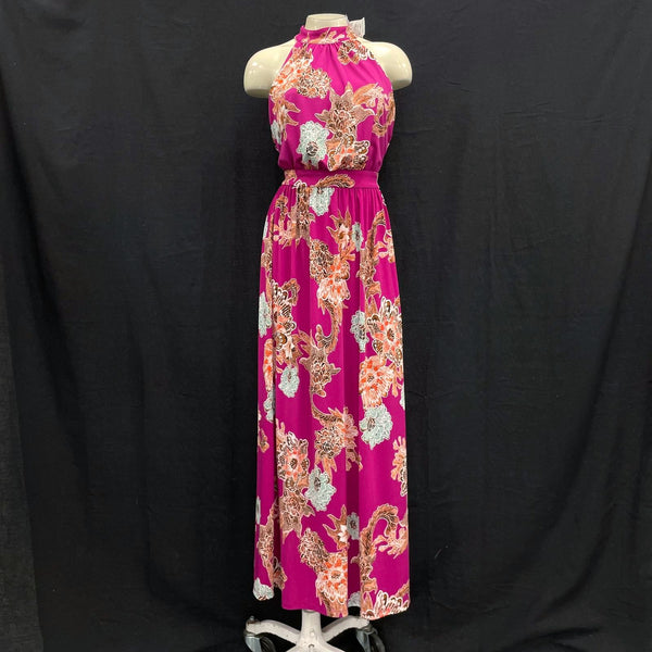 NWT Wmns INTERNATIONAL CONCEPTS Fuchsia Floral Long Sleeveless Maxi Dress Sz MP