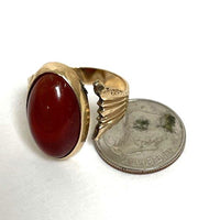 10K Yellow Gold Red Agate Ring Size ~6.5, Issues, 4.18g