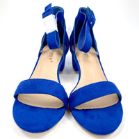 Allegra K Blue Faux Suede Ankle Strap Block Low Heel Sandals in Box Women's 9.5