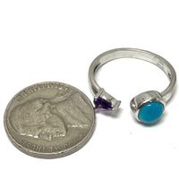 925 Sterling Silver Open Amethyst, Turquoise Ring 2.26 Grams SZ - 7 3/4