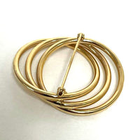 14K Yellow Gold Three Intertwined Circle Pin/Brooch, 2.66g