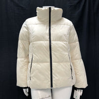 NWT Wmns ANNE KLEIN Off White / Cream Zip Up Mock Neck Puffer Jacket Sz L