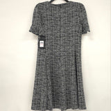 NWT DKNY Black White Knit Short Sleeve Dress Women’s Sz 10