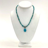 925 Sterling Silver Turquoise Chip Necklace With Dangle 18 Inch Length