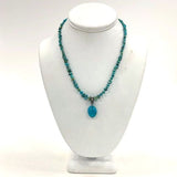 925 Sterling Silver Turquoise Chip Necklace With Dangle 18 Inch Length