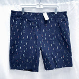 NWT Wmns IZOD GOLF Navy Blue Print UPF15 Wicking Bermuda Shorts Sz 18 MSRP$64