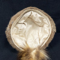 Vintage 60s 70s Brown Genuine Raccoon Fur Coon Tail Hat