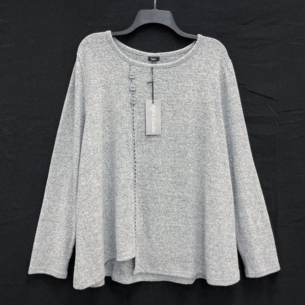 NWT Wmns SHANA Gray Heather Asysemtric Soft Knit Long Sleeve Top Sz XL MSRP$78
