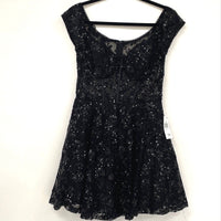 NWT B.Darlin Black Sequin Embroidered Short Fit & Flare Dress Women’s Sz 11/12