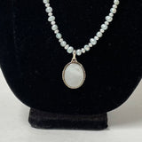 925 Sterling Silver Mother Of Pearl Enhancer With Pearl Necklace 25 Inches