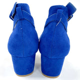 Allegra K Blue Faux Suede Ankle Strap Block Low Heel Sandals in Box Women's 9.5