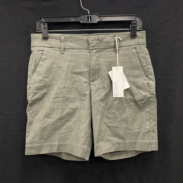 NWT Wmns LEVEL 99 Linen Tencel Blend Olive Green Shorts Sz 26