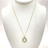 Gold Tone 925 Sterling Silver Emerald Circle Pendant