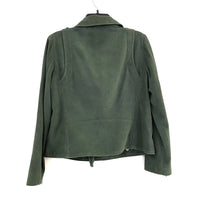 Wmns REBECCA MINKOFF Army Green Genuine Goatskin Suede Leather Moto Jacket Sz L