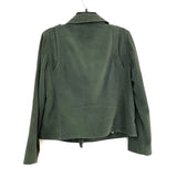 Wmns REBECCA MINKOFF Army Green Genuine Goatskin Suede Leather Moto Jacket Sz L