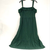 NWT Loft Ruffle Neckline Green Cotton Eyelet Lace Midi Dress Women’s Sz 10