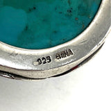 Sterling Silver Large Oval Cut Turquoise Ring Size 6.5, 22.94g