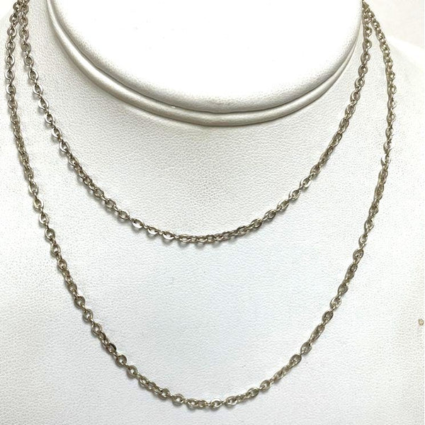 28" Matinee Length Sterling Silver 2.5mm Cable Link Chain Necklace, 6.87g