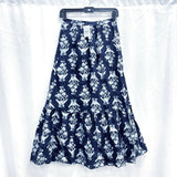 NWT Wmns J.CREW 100% Cotton Blue Floral Damask Maxi Skirt w/ Pockets Sz XXS