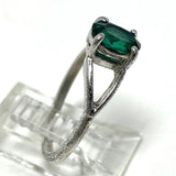 Sterling Silver Green Spinel Solitaire Ring Size 6.75, 1.9g