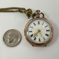 Antique Cylindre 10 Rubis Silver Case Pocket Watch W/ Fob Chain and Original Box