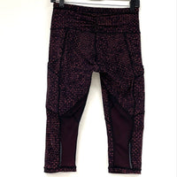Lululemon Pink Black Patterned Cropped Leggings Women’s Sz 6