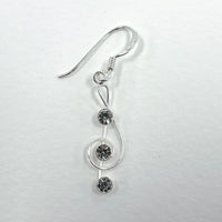 925 Sterling Silver Treble Clef Earrings With Rhinestone Accents