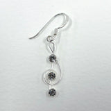 925 Sterling Silver Treble Clef Earrings With Rhinestone Accents