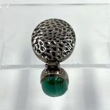 925 Sterling Silver Hammer Accent Two Part Malachite Pendant 10.88 Grams