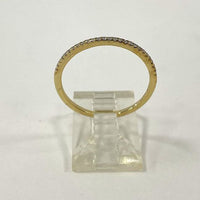 Gold Over 925 Silver Vermeil Sz 7 3/4 Slim 1mm CZ Accent Stacker Ring, 0.83g
