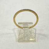 Gold Over 925 Silver Vermeil Sz 7 3/4 Slim 1mm CZ Accent Stacker Ring, 0.83g