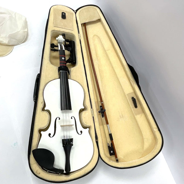 Mendini by Cecilio MV-White 3/4 Size Student Violin, Bow, Case