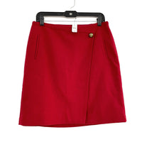 NWT Wmns TALBOTS Wool Blend Red Faux Wrap Above Knee Skirt Sz 8 Petite MSRP$99