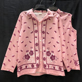 Wmns 70s Vintage MONTGOMERY WARD Funky Pink Floral 2pc Top Set Sz L