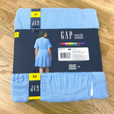 NWT Wmns GAP 100% Cotton Blue Tiered Short Sleeve Casual Boho Gauze Dress Sz M