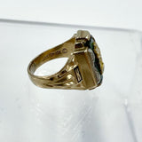 Vintage 10K Yellow Gold 1962 High School Ring w Green Spinel, Sz 1.5, 3.67g