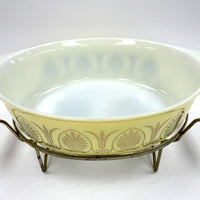 Pyrex Vintage Golden Classic 2.5 QT Casserole Dish w/ Lid and Twin Candle Warmer