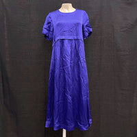 NWT Wmns Maeve ANTHROPOLOGIE Purple-ish Blue Satin Midi Dress Sz XS MSRP$148