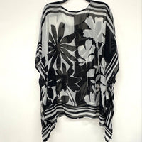 NWT Laura Ashley Black White Patterned See Through Blouse Women’s Sz XL