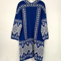 NWT Vertigo Paris Royal Blue White Patterned Cardigan Women’s Sz M