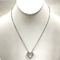 17.5-18.5" Sterling Silver Heart Pendant Necklace w/ White Sapphire Accents, 4g