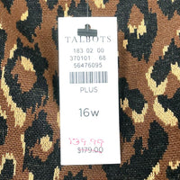 Women's Talbots Brown Animal Print Dress, Size 16W, 41" Length, NWT