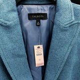 NWT Wmns TALBOTS Wool Blend Blue Single Breasted Blazer Jacket Sz 10 MSRP$189