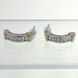 925 Sterling Silver Two Tone J Hook Earrings With Channel Set CZ's