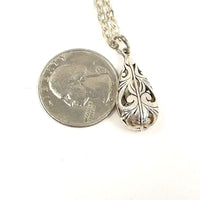 Sterling Silver 19" Link Chain With Openwork 1 1/4" Drop-Shape Pendant, 8.86g