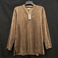 NWT Wmns J. JILL Purejill Brown Soft Velour V-Neck Long Sleeve Top Sz S MSRP$79