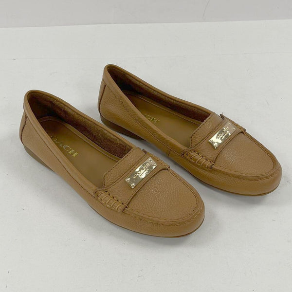 Coach Fredrica Brown Pebbled Leather Penny Loafers Women's Sz 6B