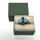 Antique Gold Filled Turquoise Color Glass & Glass Side Stones 2.83g SZ - 8 1/4